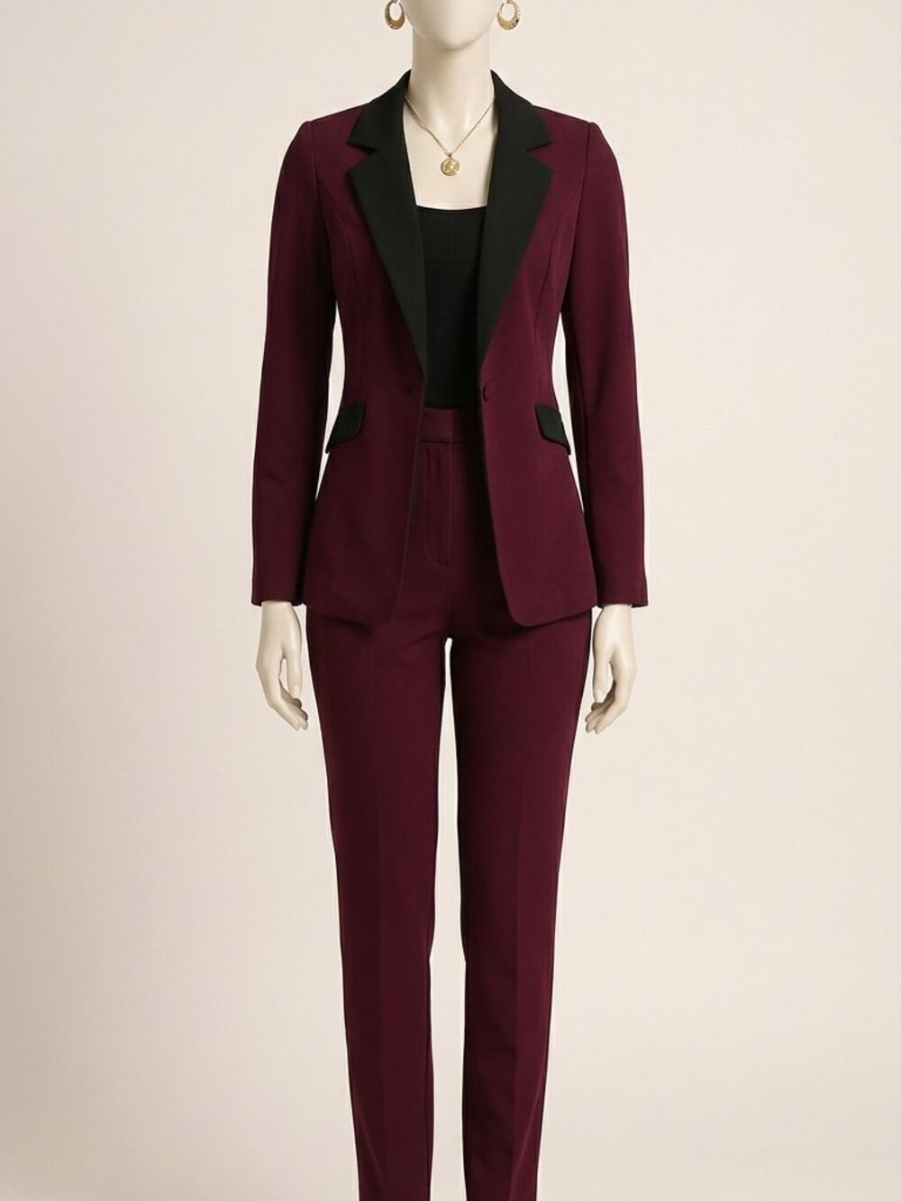 Spoils Me Wine Red Blazer & Pants Suit Set Size M Office Wear New Sealed